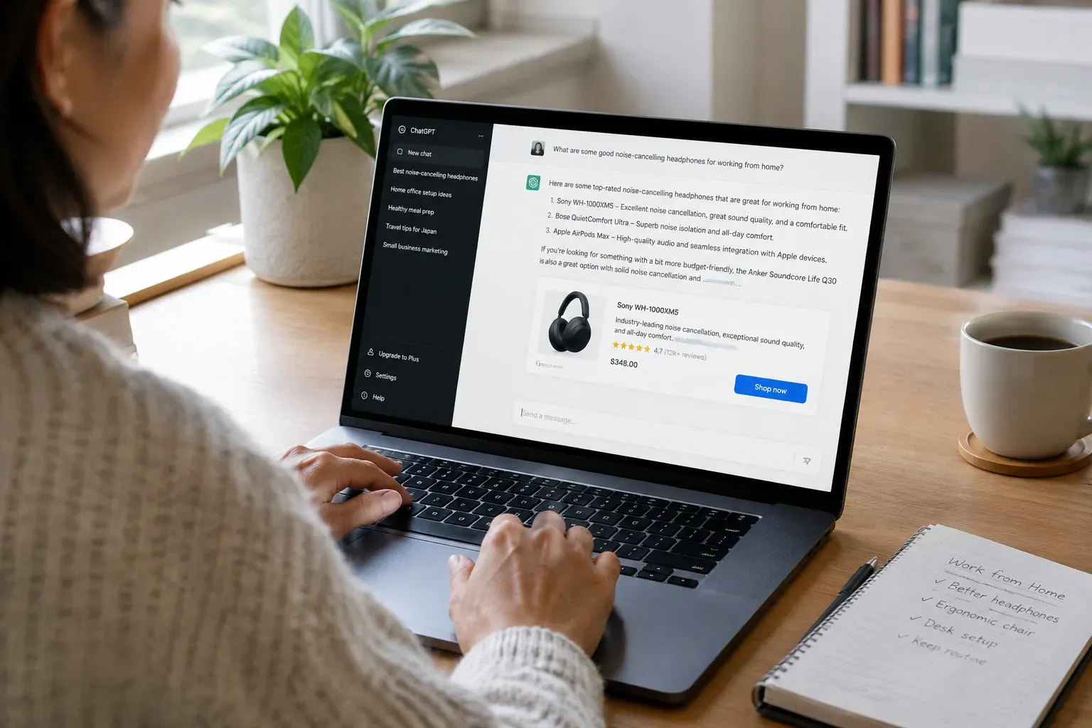 ChatGPT answer with a sponsored recommendation