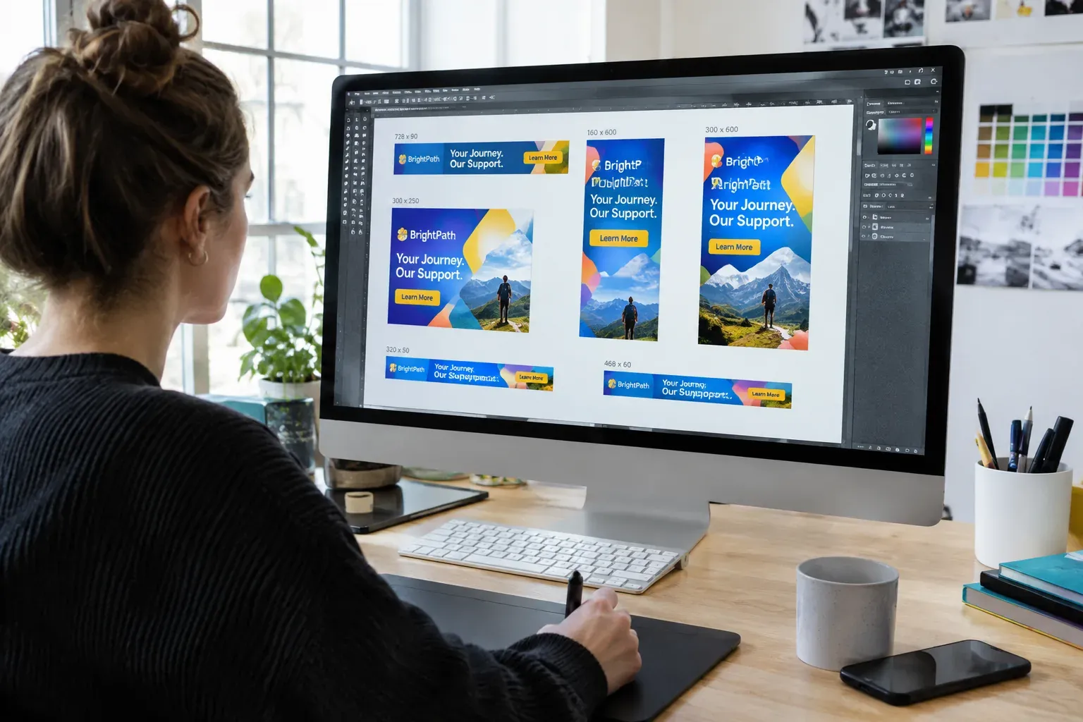 Designer creating banners for Google Display campaigns