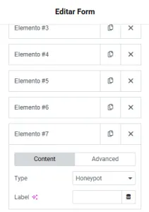 elementor honeypot